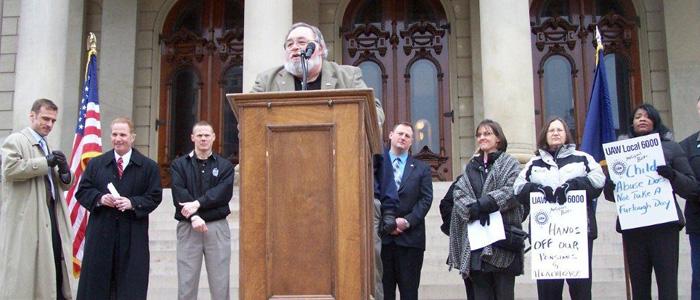 March 2010 Rally at the Capitol, Dale Threehouse addresses the crowd.