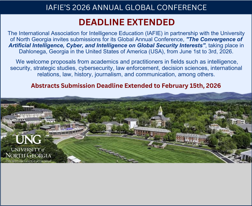 We welcome proposals from academics and practitioners in fields such as intelligence, security, strategic studies, cybersecurity, law enforcement, decision sciences, international relations, etc.